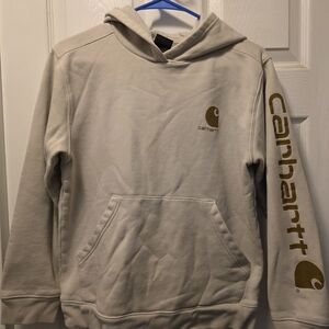 Carhartt Kids' Cream Hoodie with Gold Logo
